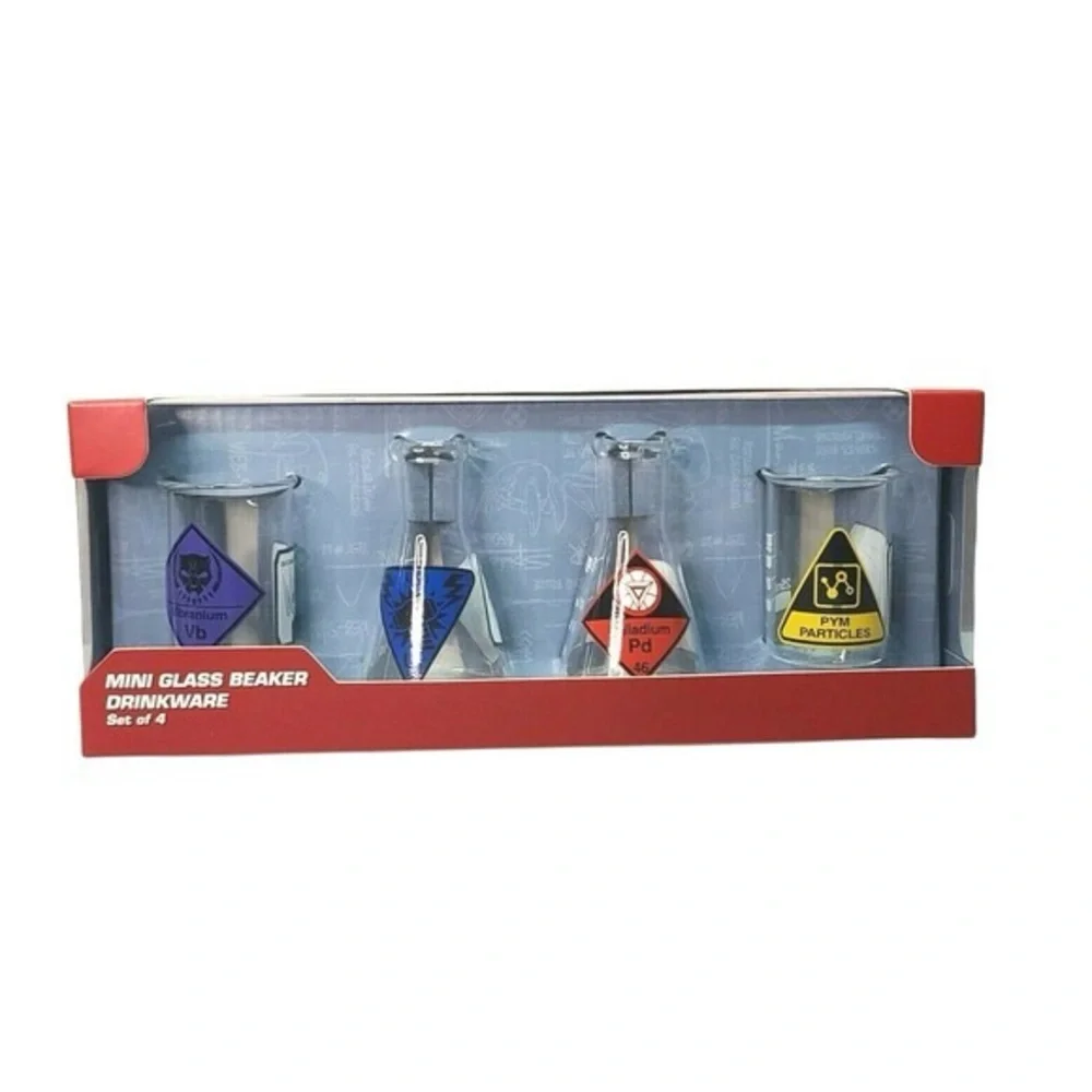 Avengers Marvel Beaker Shot Glass Set Vibranium Uru Palladium Pym Particles